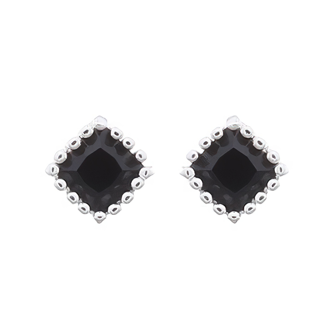 Mini Square Black CZ Sterling Sliver Stud Earrings by BeYindi 