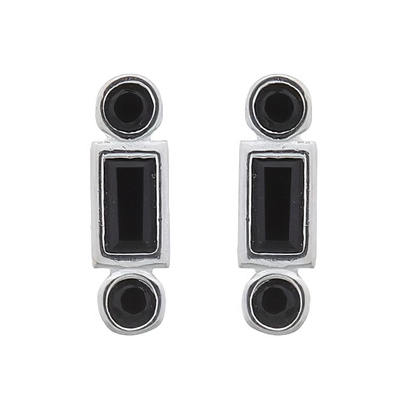 Mini Bar Geometric Shapes Black CZ Stud 925 Silver Earrings by BeYindi 