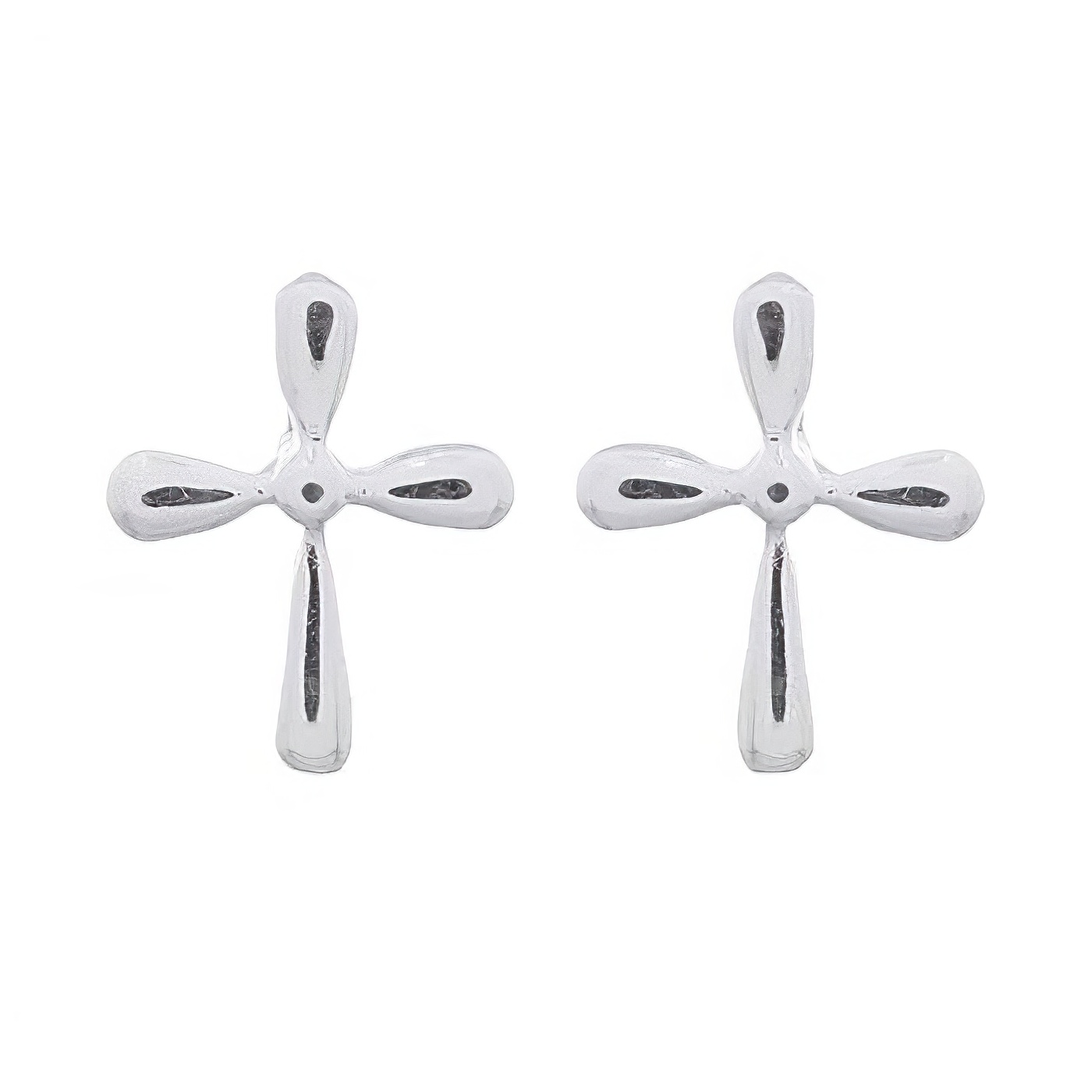 Tiny Divine Cross Sterling Silver Stud Earrings by BeYindi 
