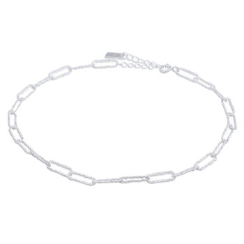 Hammered Paperclip Link Chain Sterling Silver Anklets by BeYindi 