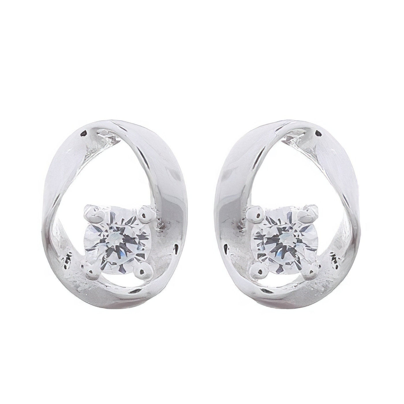 Twisted Oval Link Cubic Zirconia 925 Silver Studs by BeYindi 