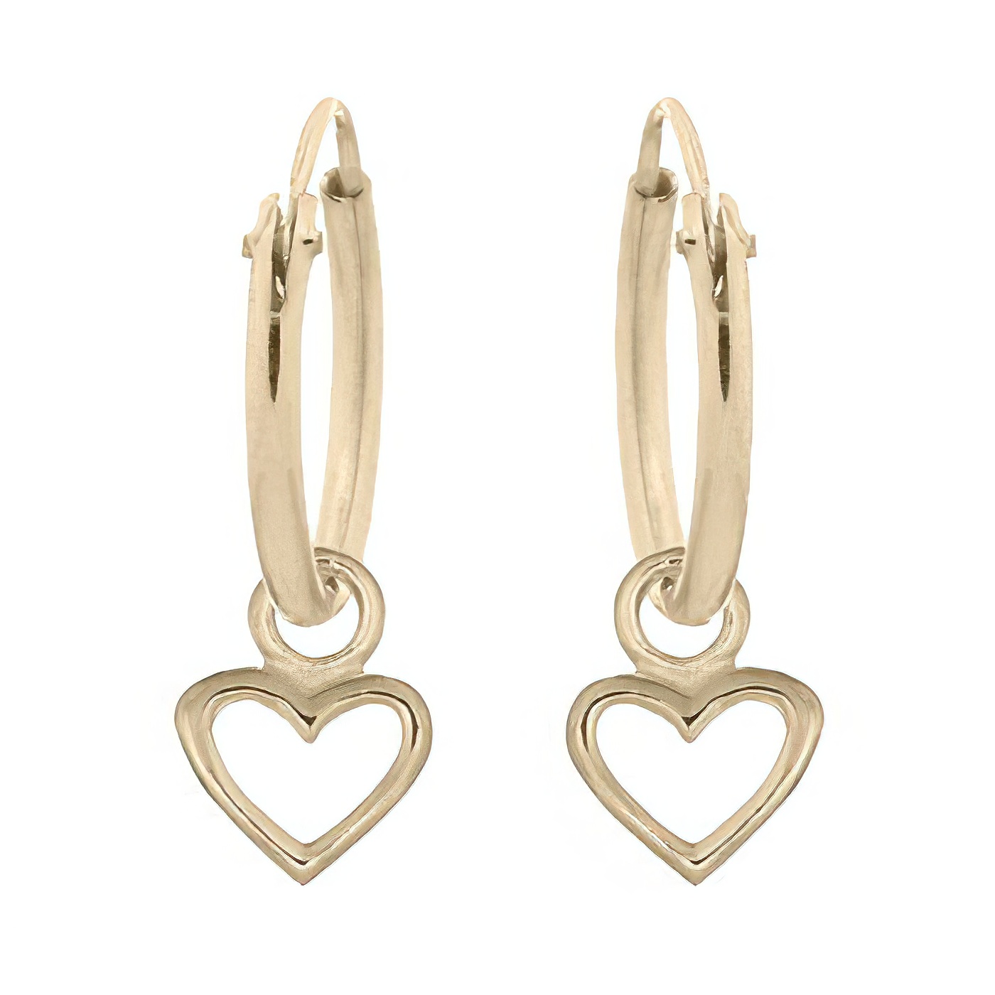 Gold Plated Mini Heart Charm Hoop Silver Earrings by BeYindi 