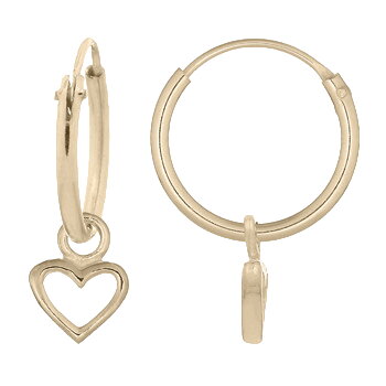 Gold Plated Mini Heart Charm Hoop Silver Earrings by BeYindi 