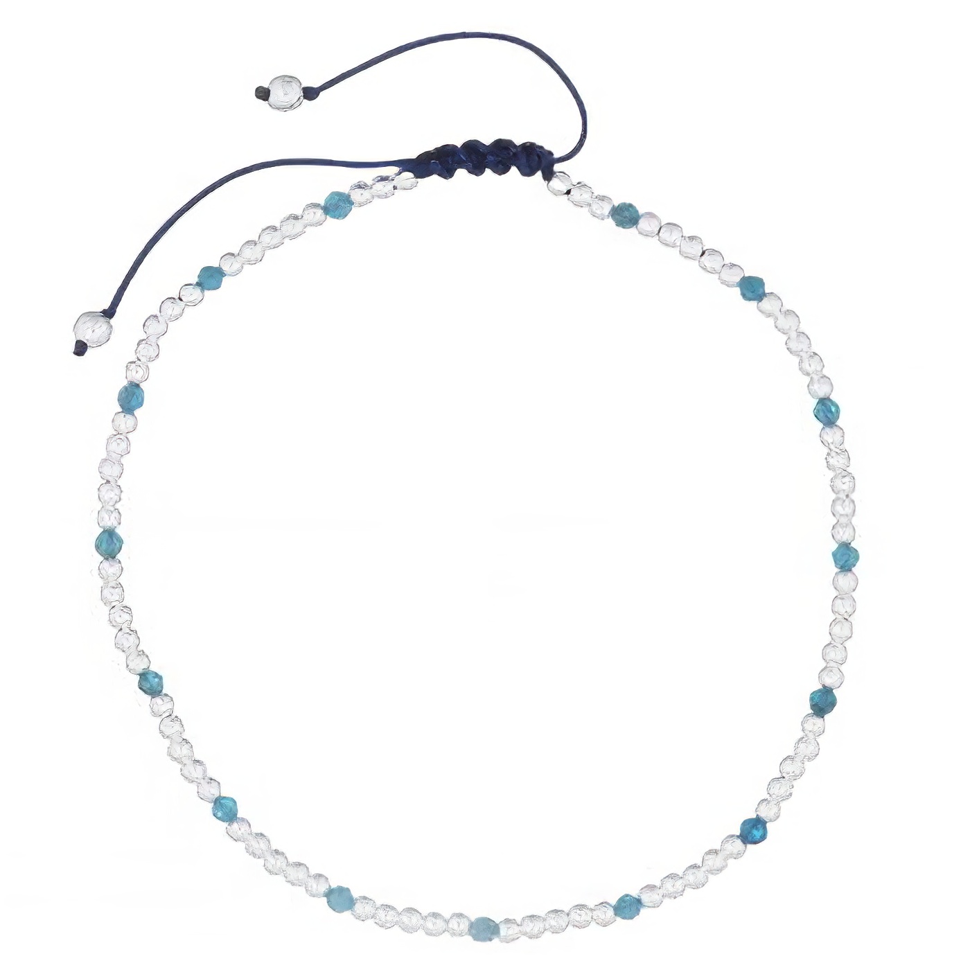 Polyester Bracelet With 925 Silver Beads And Apatite Stones by BeYindi 