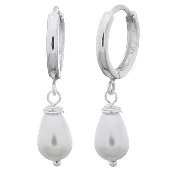 Huggie Freshwater Pearl Drop Sterling Silver Earrings by BeYindi 