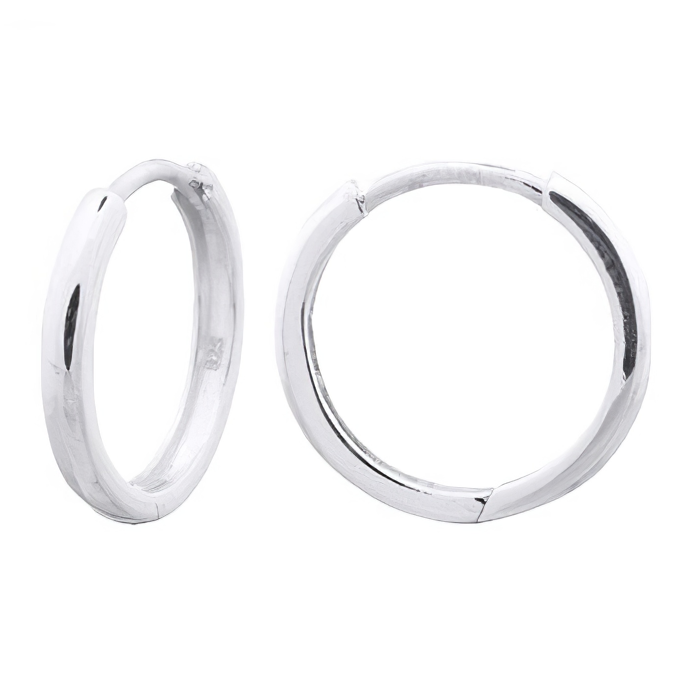Flat Round 925 Sterling Silver Medium Large Circle Hoop Earrings by BeYindi 