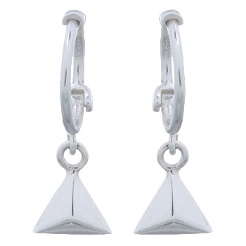 Triangle Charm 925 Sterling Silver Huggie Hoop Earrings by BeYindi 