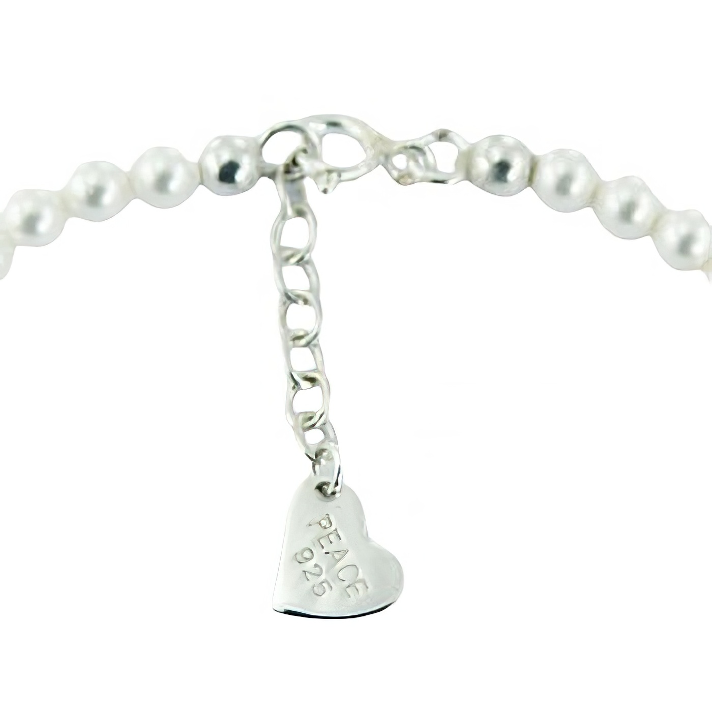 Swarovski Crystal Pearl Bracelet Polished Silver Heart Charm by BeYindi 