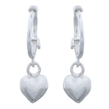 Little Heart Charm Sterling Silver Huggie Hoop Earrings by BeYindi 2