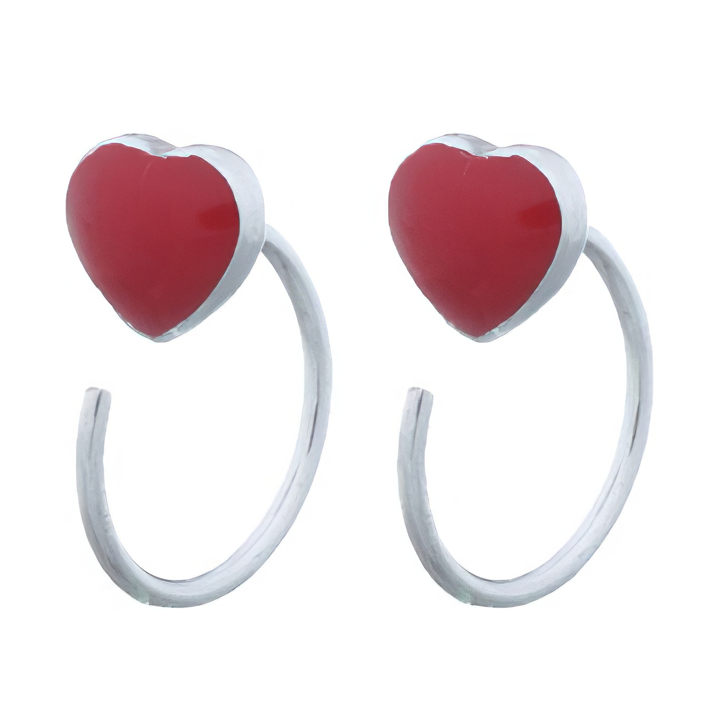 Reconstituted Stone Red Heart 925 Silver Huggie Drop Earrings by BeYindi 
