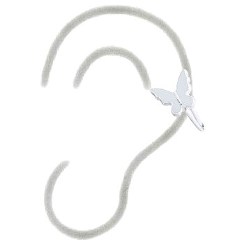 White Enamel Butterfly Silver Plated Cuff Earrings by BeYindi 