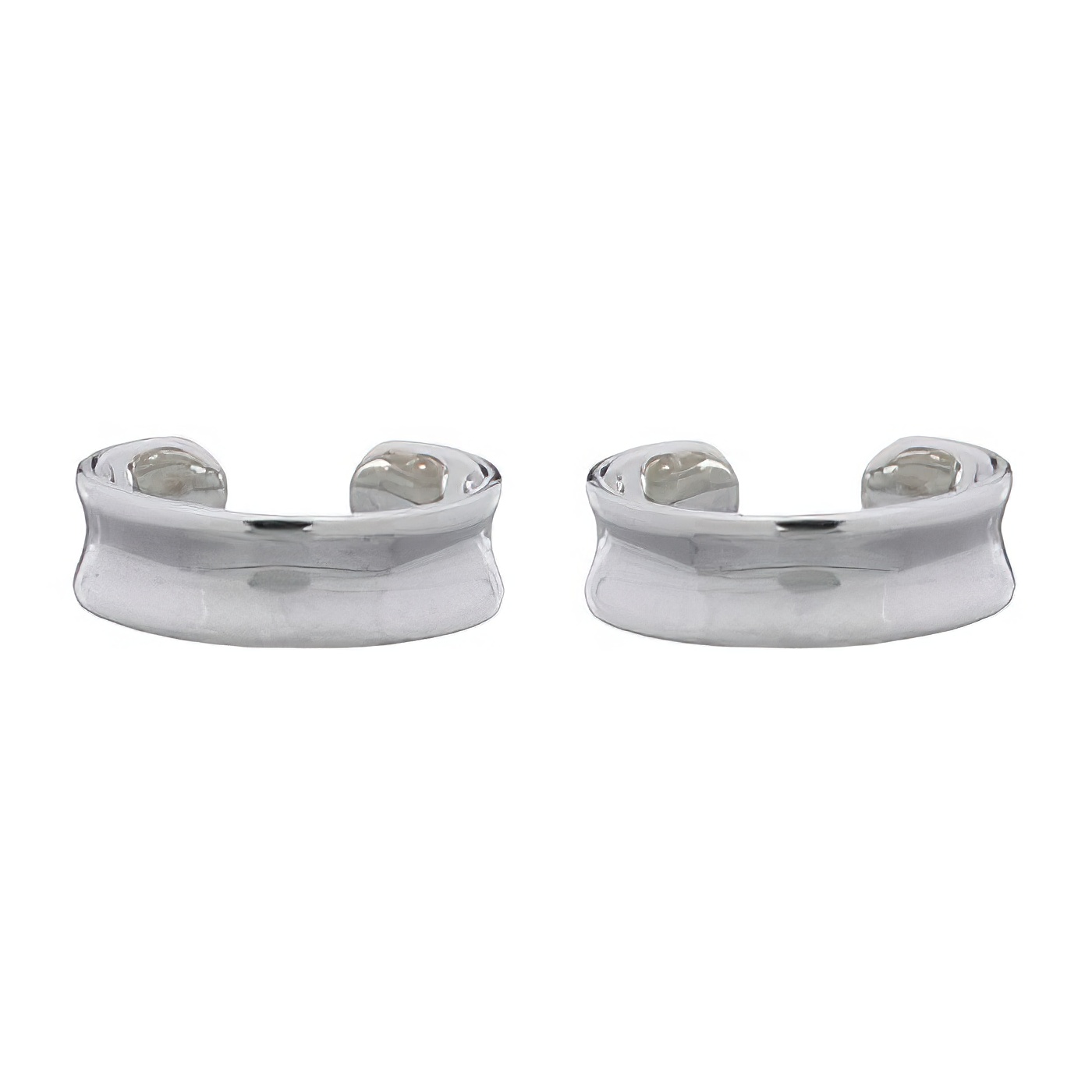 Stylish Modern Concave Sterling Silver Cuff Earrings by BeYindi 