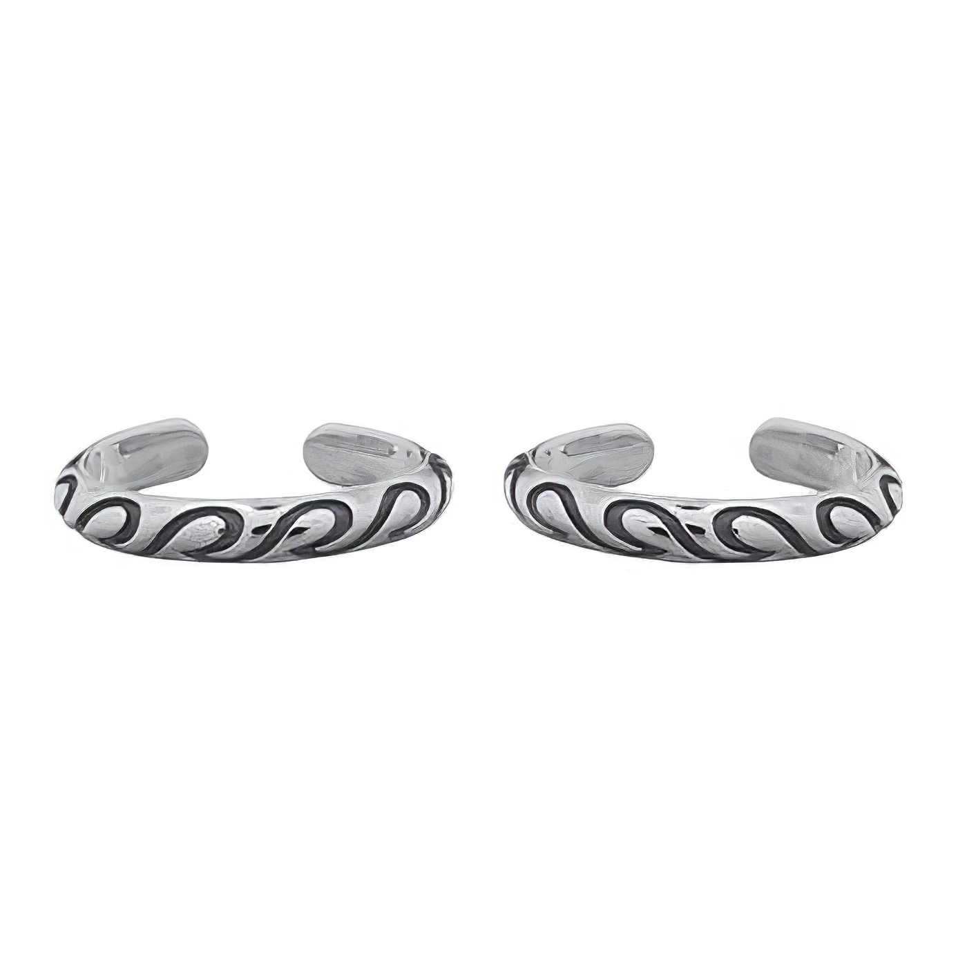 Link Of Waves On Sterling 925 Silver Cuff Earrings by BeYindi 