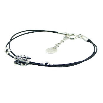 Double Strap Leather Bracelet with Silver Butterfly & Beads by BeYindi 