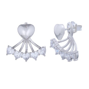 Heart Cubic Zirconia Double Sided Earrings by BeYindi 