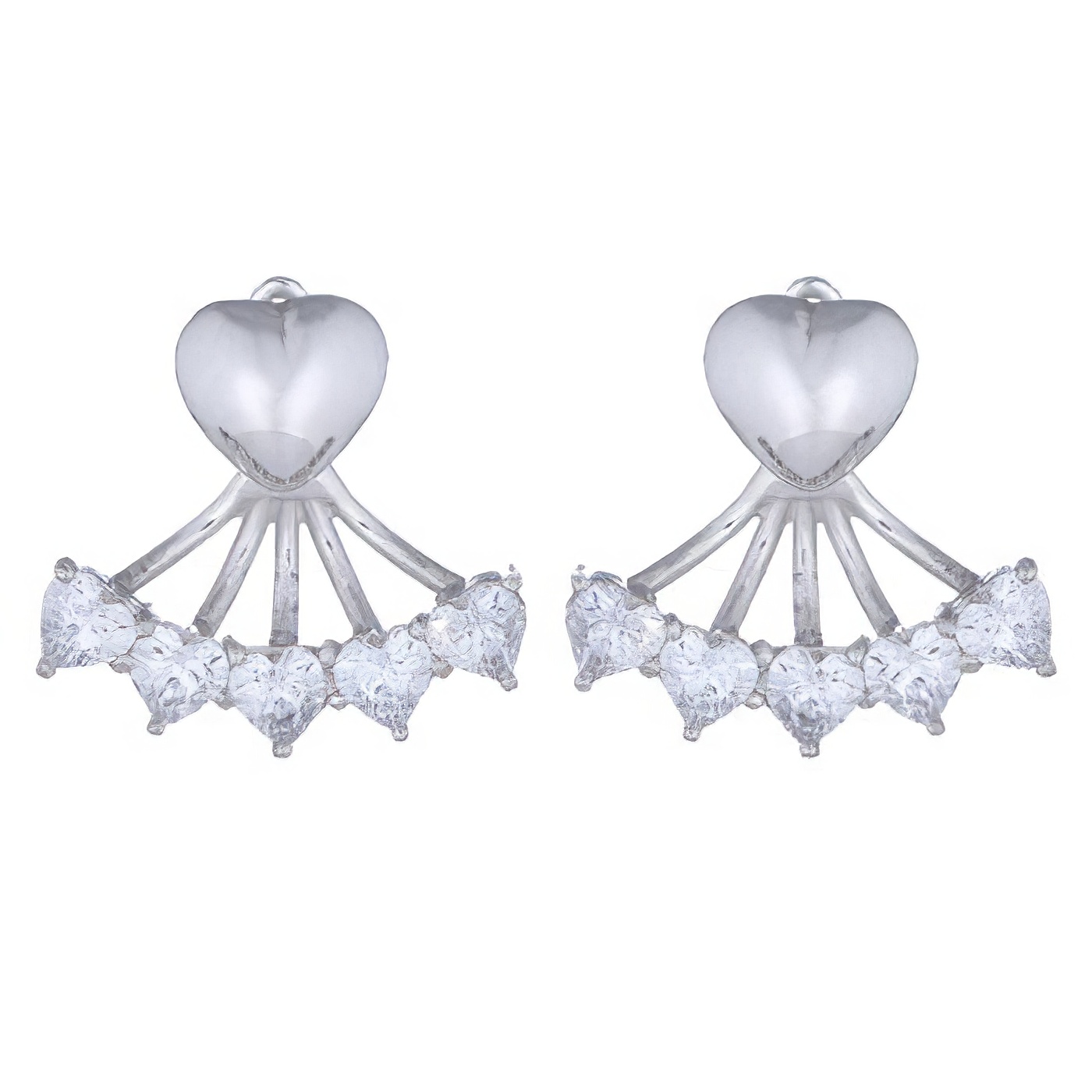 Heart Cubic Zirconia Double Sided Earrings by BeYindi 
