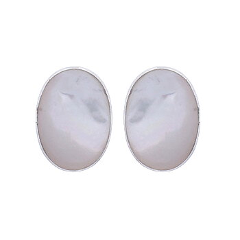 Oval Mother of Pearl Sterling Silver Stud Earrings by BeYindi 