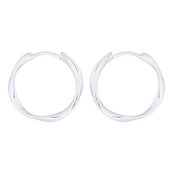 Flat Twist Silver Plated 925 Circle Hoop Earrings by BeYindi 
