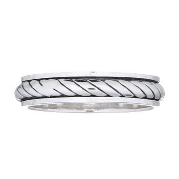 Twisted Rope Spinner 925 Sterling Silver Men Band Ring by BeYindi 
