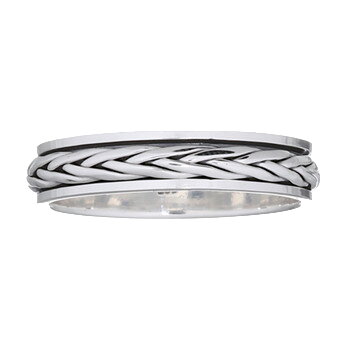 Braided Ropes Spinner 925 Sterling Silver Men Band Ring by BeYindi 