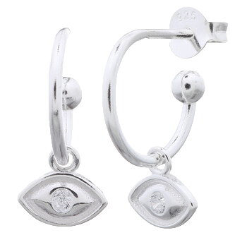 925 Silver Evil Eye CZ Charm Drop Earrings by BeYindi 