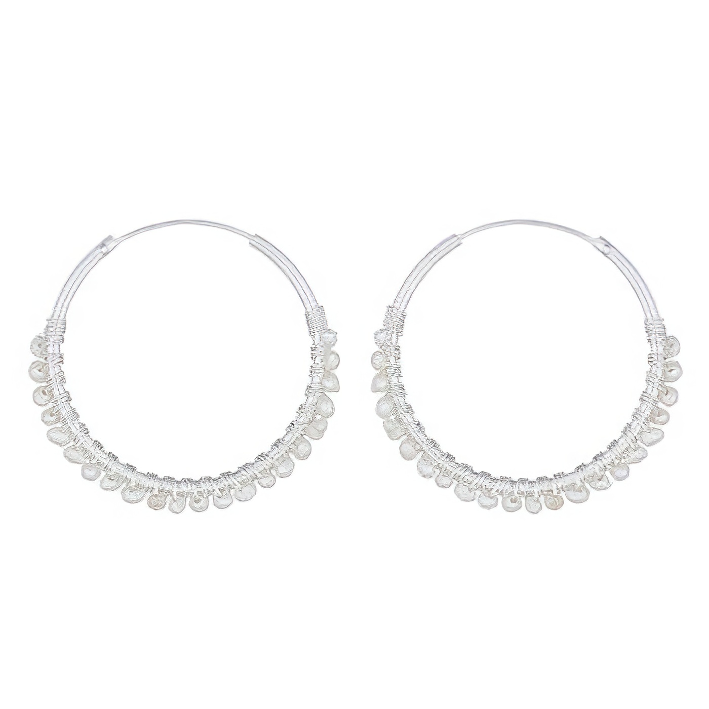 Freshwater Pearls Sterling Silver Hoop Earrings by BeYindi 
