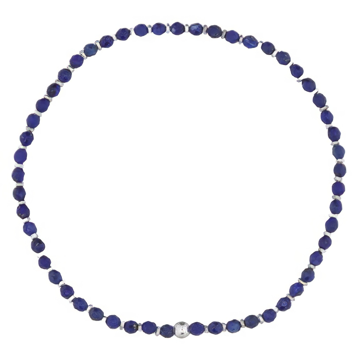 Faceted Lapis Lazuli Stretchable Bracelet With 925 Silver by BeYindi 