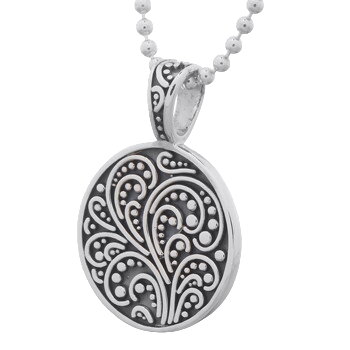 Detailed Paisley 925 Silver Disc Pendant by BeYindi 