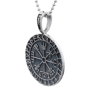 Viking Compass Pendant in 925 Sterling Oxidised Silver by BeYindi 