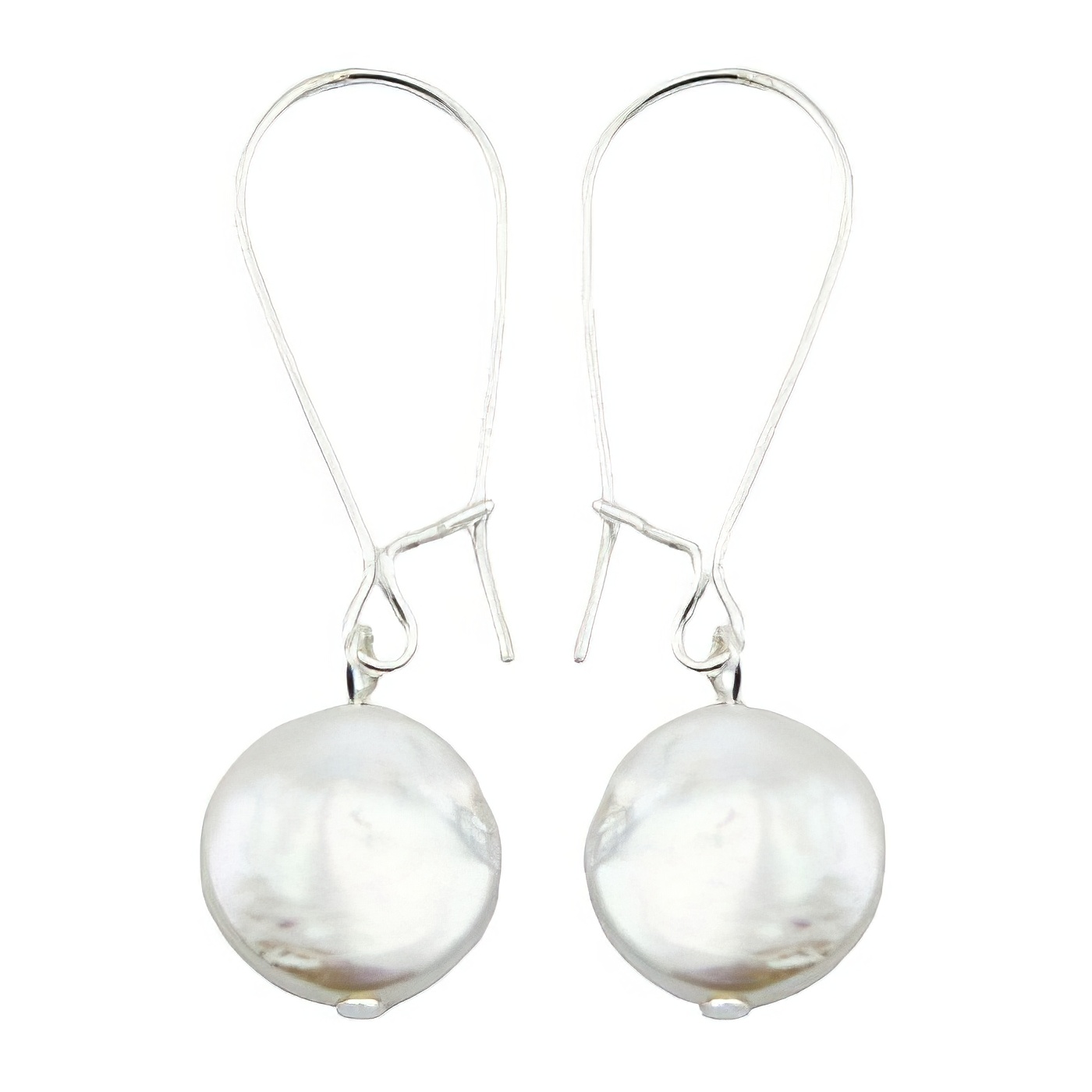 White Freshwater Pearl Drop Earrings On 925 Silver Wire by BeYindi 