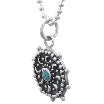 Reconstituted Green Stone Sun 925 Silver Pendant by BeYindi 