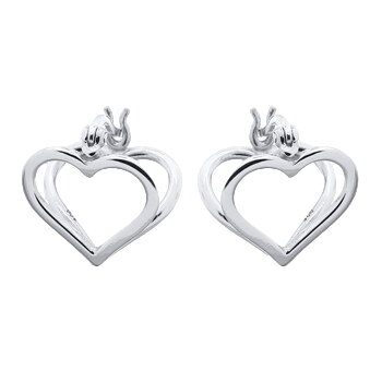 Double Sided Heart Hoop Earrings 925 Silver by BeYindi 