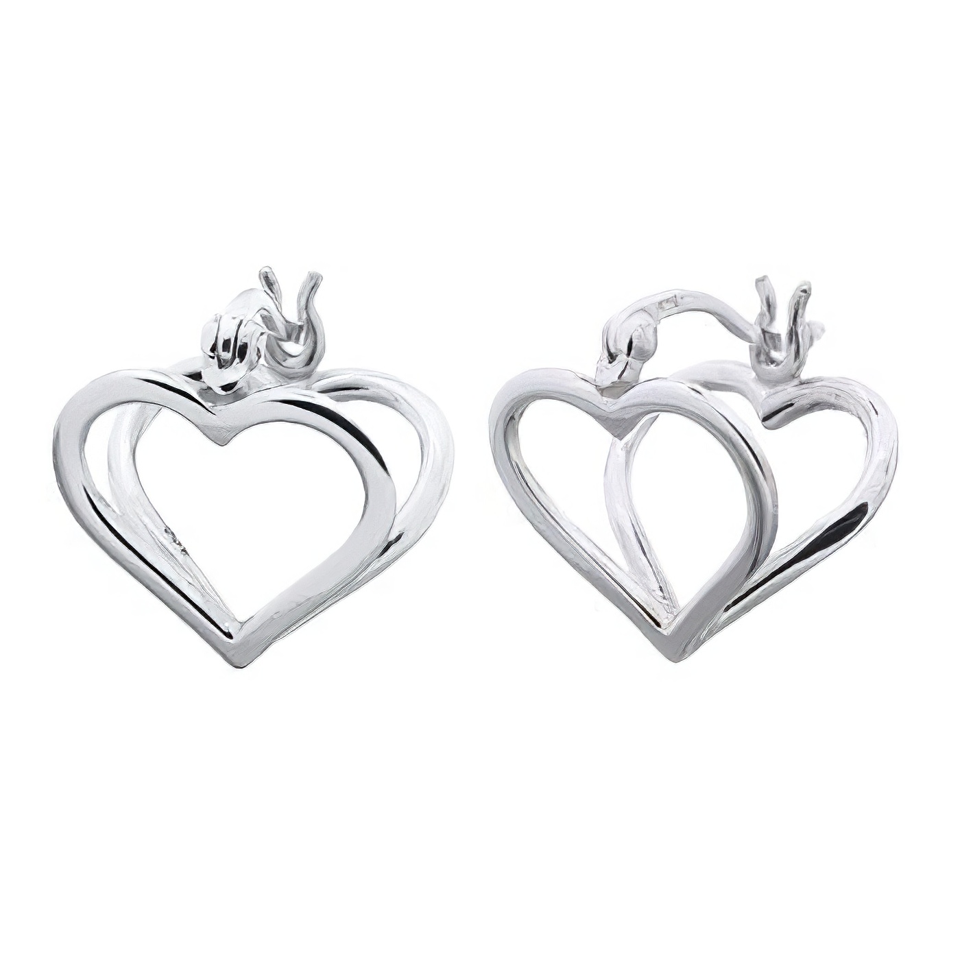 Double Sided Heart Hoop Earrings 925 Silver by BeYindi 