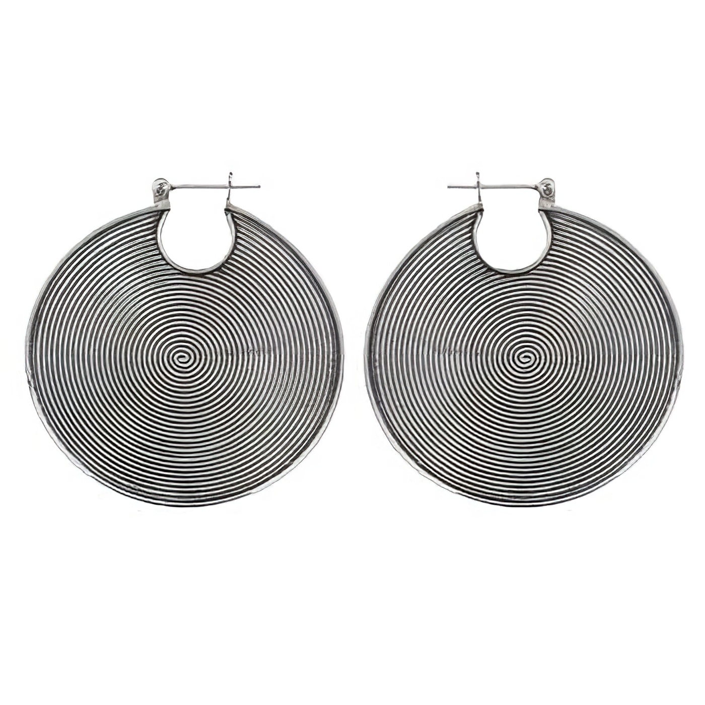 Spiral Hoops 36MM 925 Silver Earrings by BeYindi 