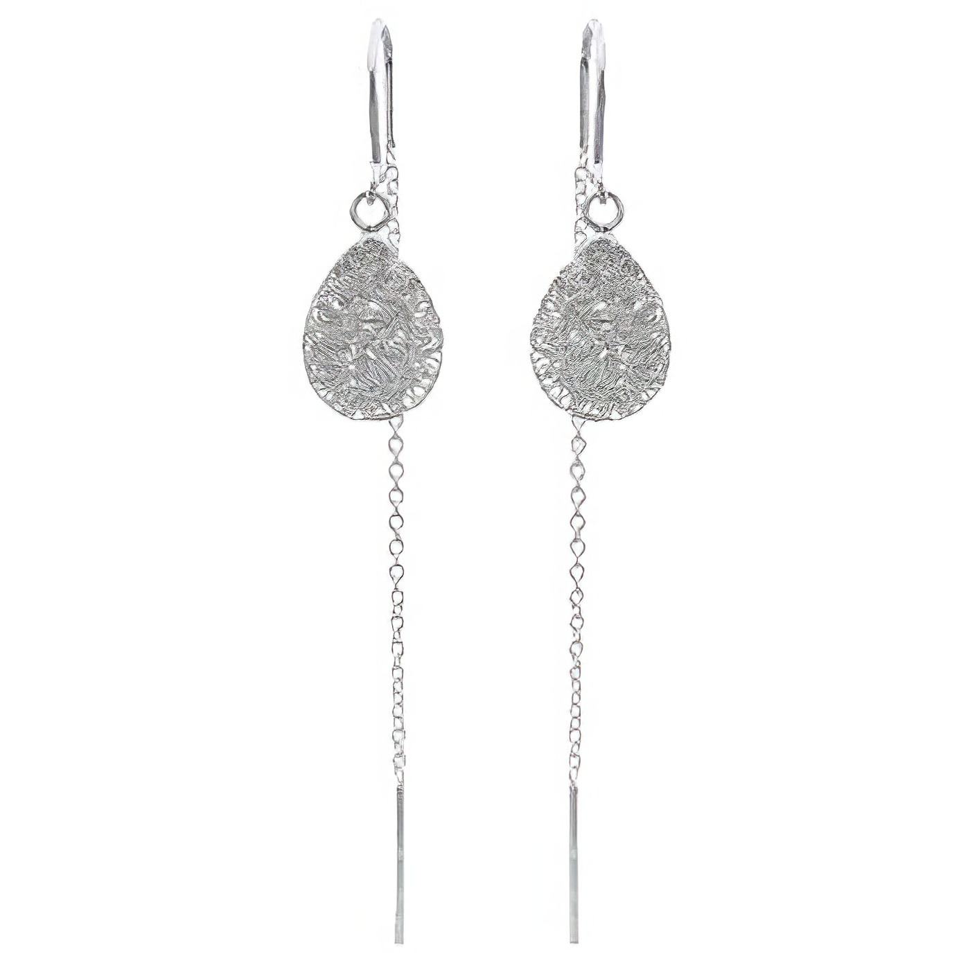 Teardrop Tangled Flat Wire 925 Silver Threader Earrings by BeYindi 
