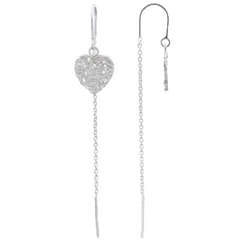 Heart Tangled Flat Wires 925 Silver Threader Earrings by BeYindi 