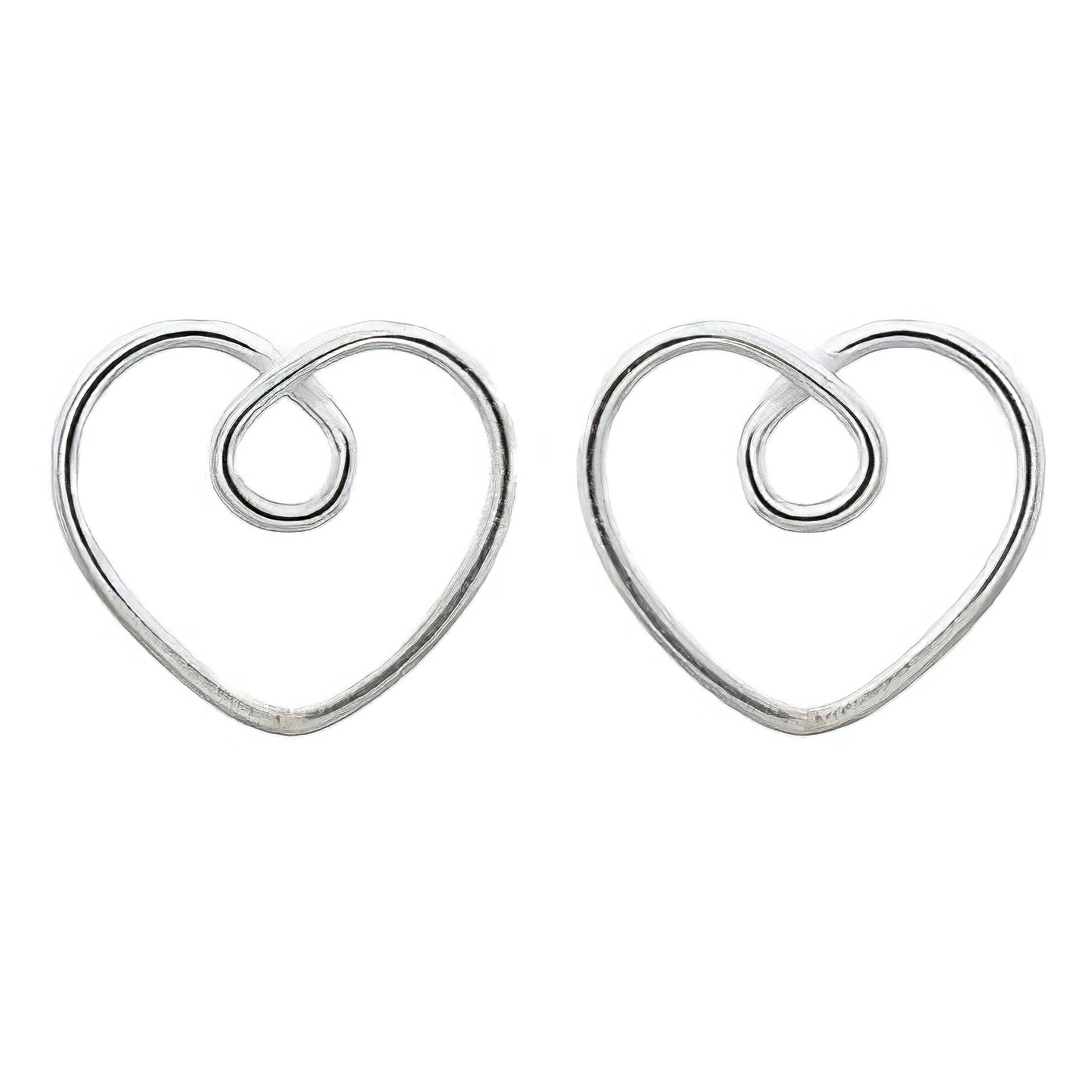 Heart Tie Knot 925 Silver Stud Earrings by BeYindi 
