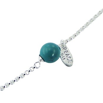 925 Silver Chain Bracelet with Round Turquoise Gemstone by BeYindi 2
