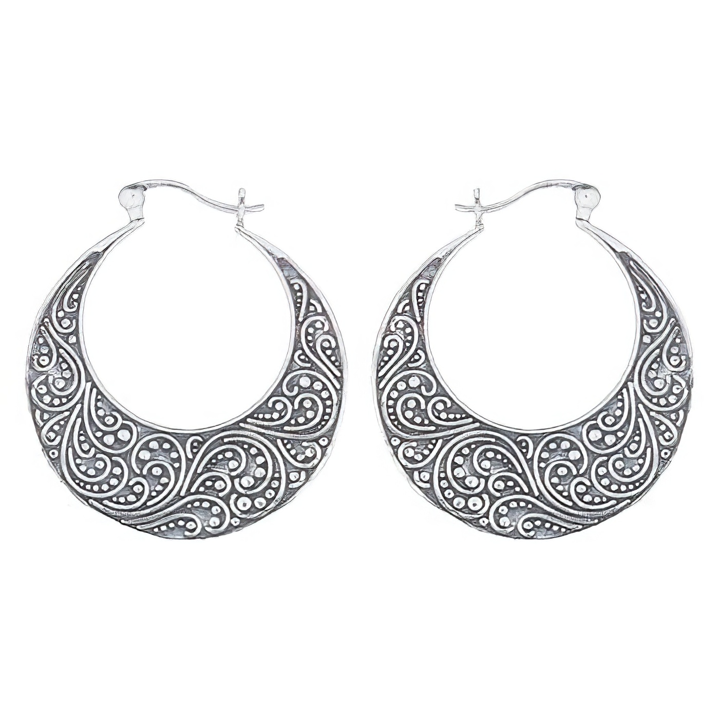 Stunning Filigree Hoop 925 Sterling Silver Earrings by BeYindi 