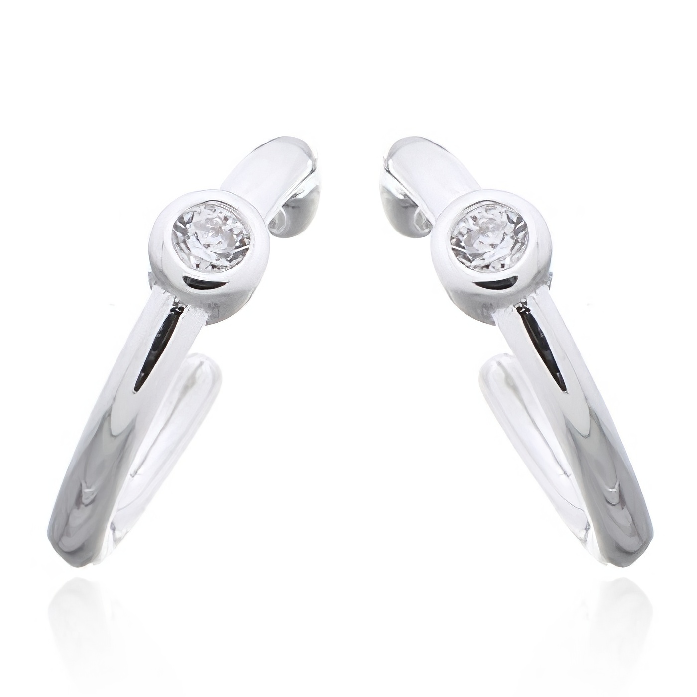 Minimalist Cuff Earrings With Cubic Zirconia 925 Silver by BeYindi 