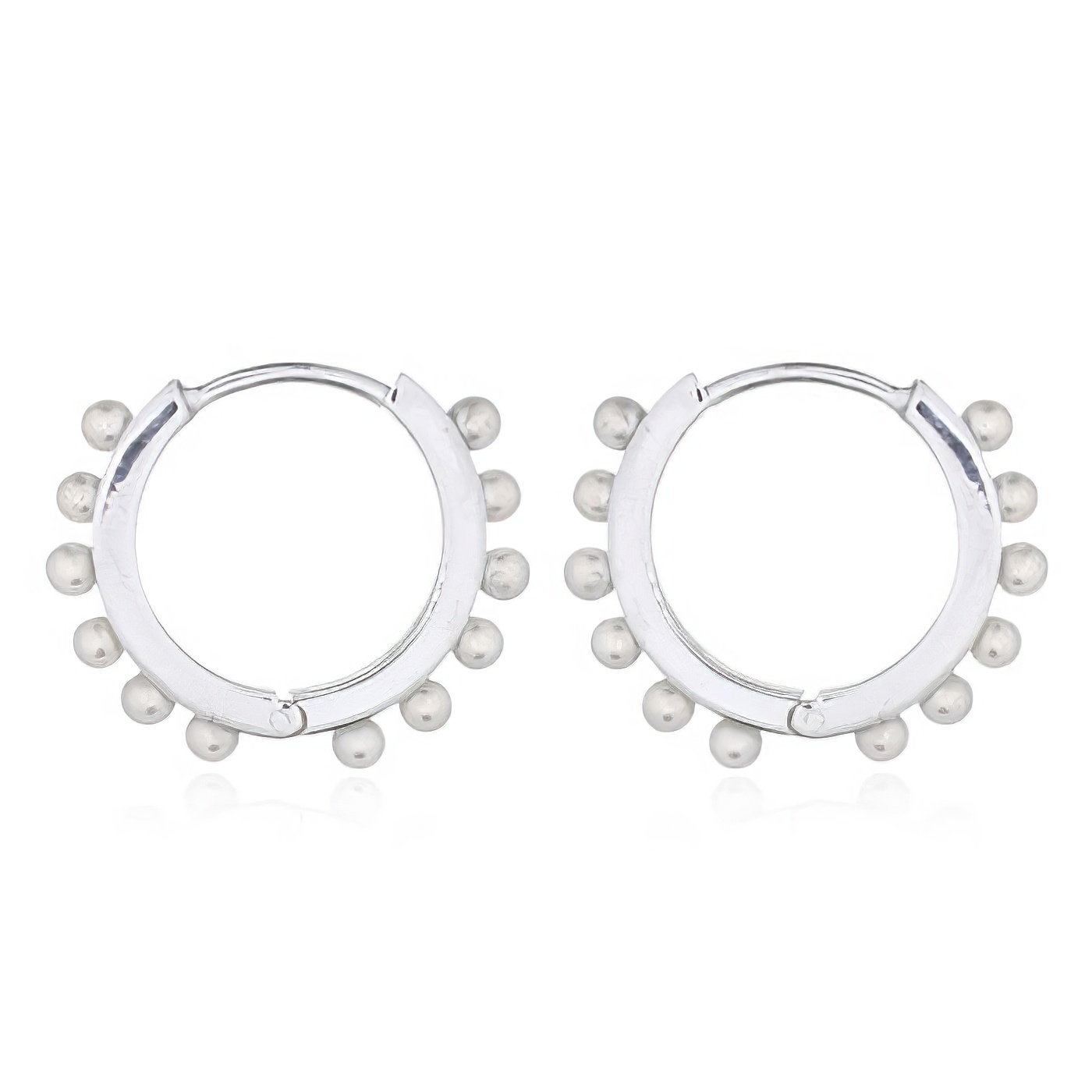 Delicate Pearl Huggie Earrings 925 Silver by BeYindi 