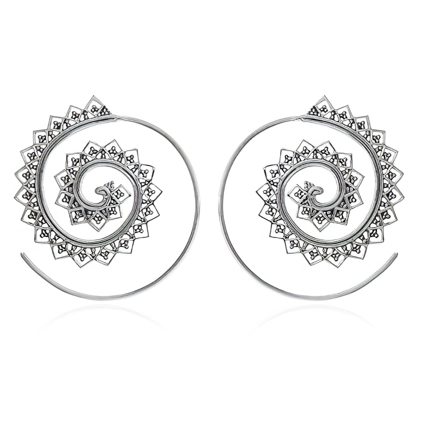 Dainty Mandala Sterling Silver Spiral Earrings by BeYindi 