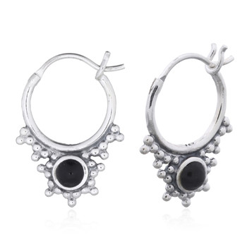 Dainty Black Stone Boho Septum Hoop Earrings 925 Silver by BeYindi 