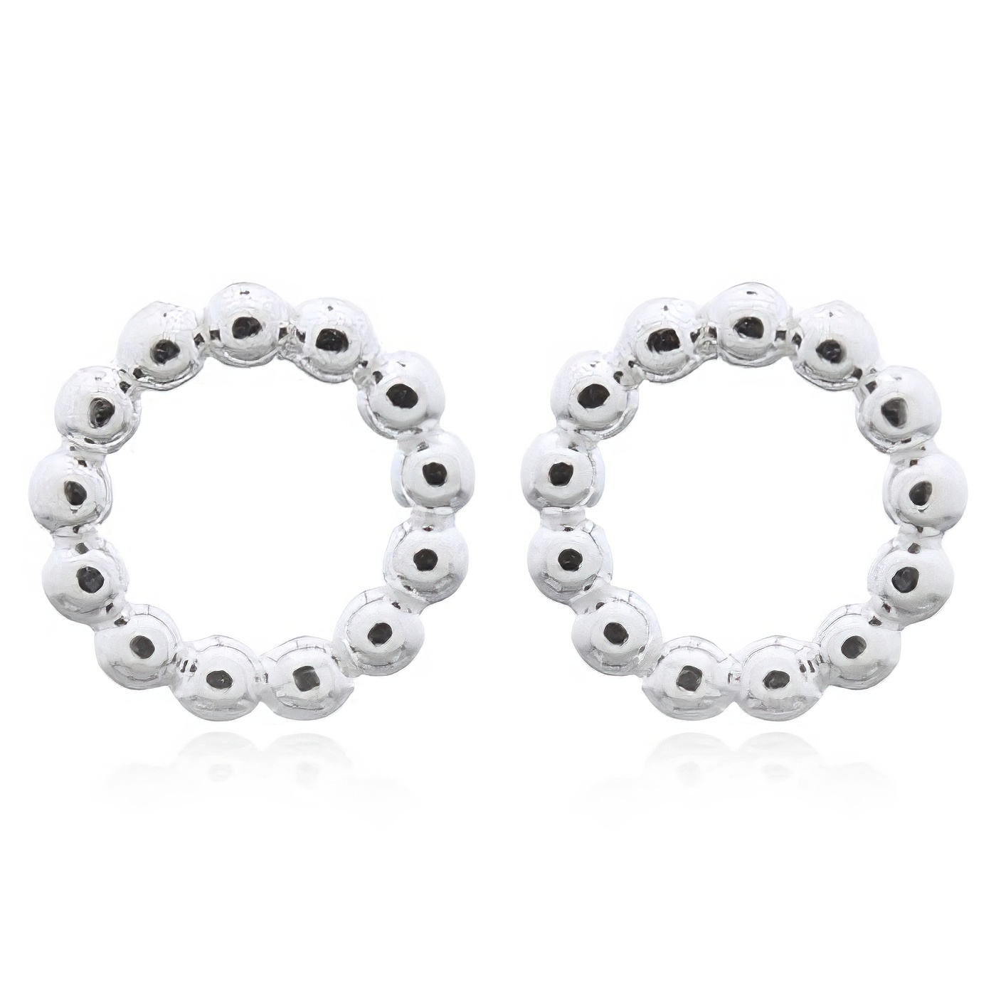 925 Sterling Silver Beaded Ring Stud Earrings by BeYindi 
