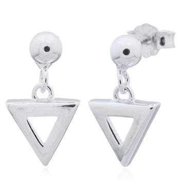 Tiny Hanging Triangle 925 Silver Stud Earrings by BeYindi 