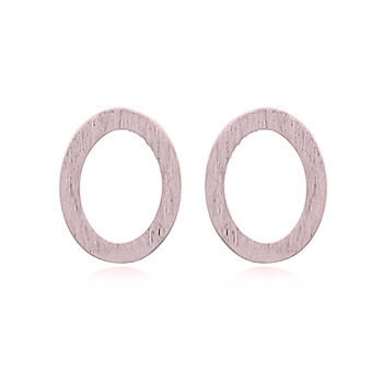 Rose Gold Oval Open Brushed Stud Earrings by BeYindi 