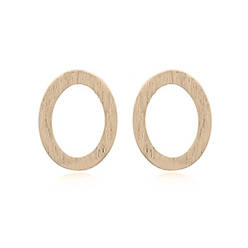 Oval Open Brushed Yellow Gold Plated Stud Earrings by BeYindi 