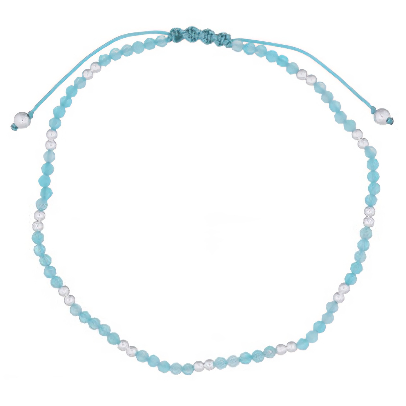 Natural Amazonite Stone With 925 Silver Spheres Polyester Bracelet by BeYindi 