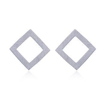 Brushed 925 Open Square Silver Plated Stud Earrings by BeYindi 