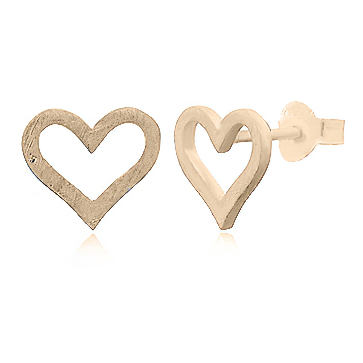 Brushed Silver Heart Earrings Gold Plated by BeYindi 